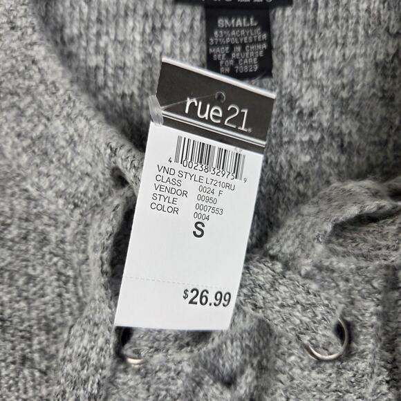 NWT rue21 Sweater Womens Size Small Gray Lace Up Neck - Picture 10 of 13